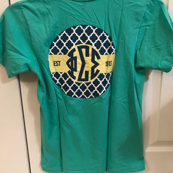Seafoam Green Phi Sigma Sigma V Neck - Picture 2 of 3